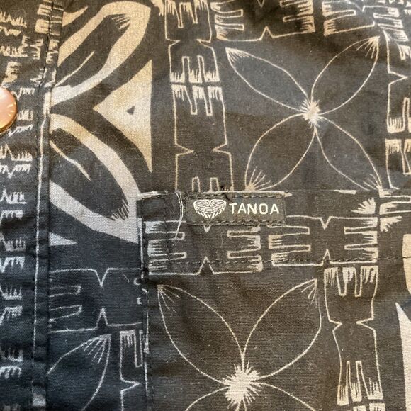 Tonoa Button Up Shirt Black Gray Hawaii Tribal Pattern Boy Size 10 - Picture 9 of 12